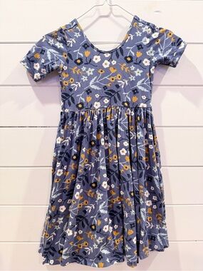 Alice + Ames Blue Floral Short-Sleeve Twirl Dress